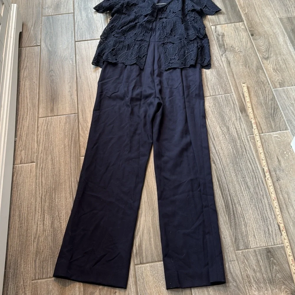 Tory‎ Burch Woman's Navy Blue Avalon Jumpsuit Lace Sz 4